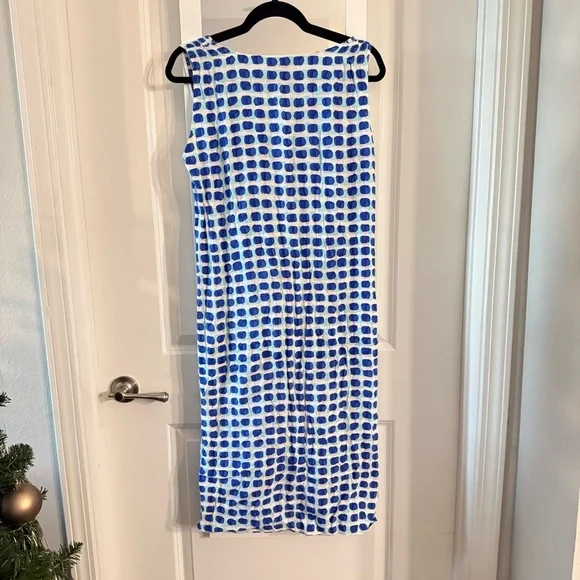 Kate Spade New York Blue Dot Print Sleeveless Tie Waist Midi Dress Size M - Picture 6 of 6